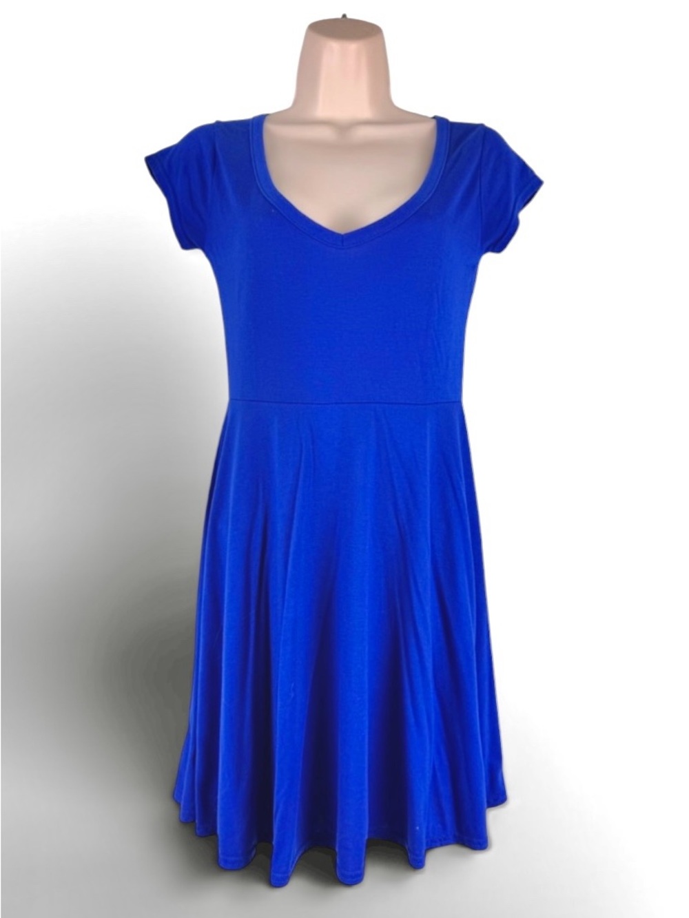 SUPRE Royal Blue Fit & Flare Mini Dress V Neck Short Sleeve Size S